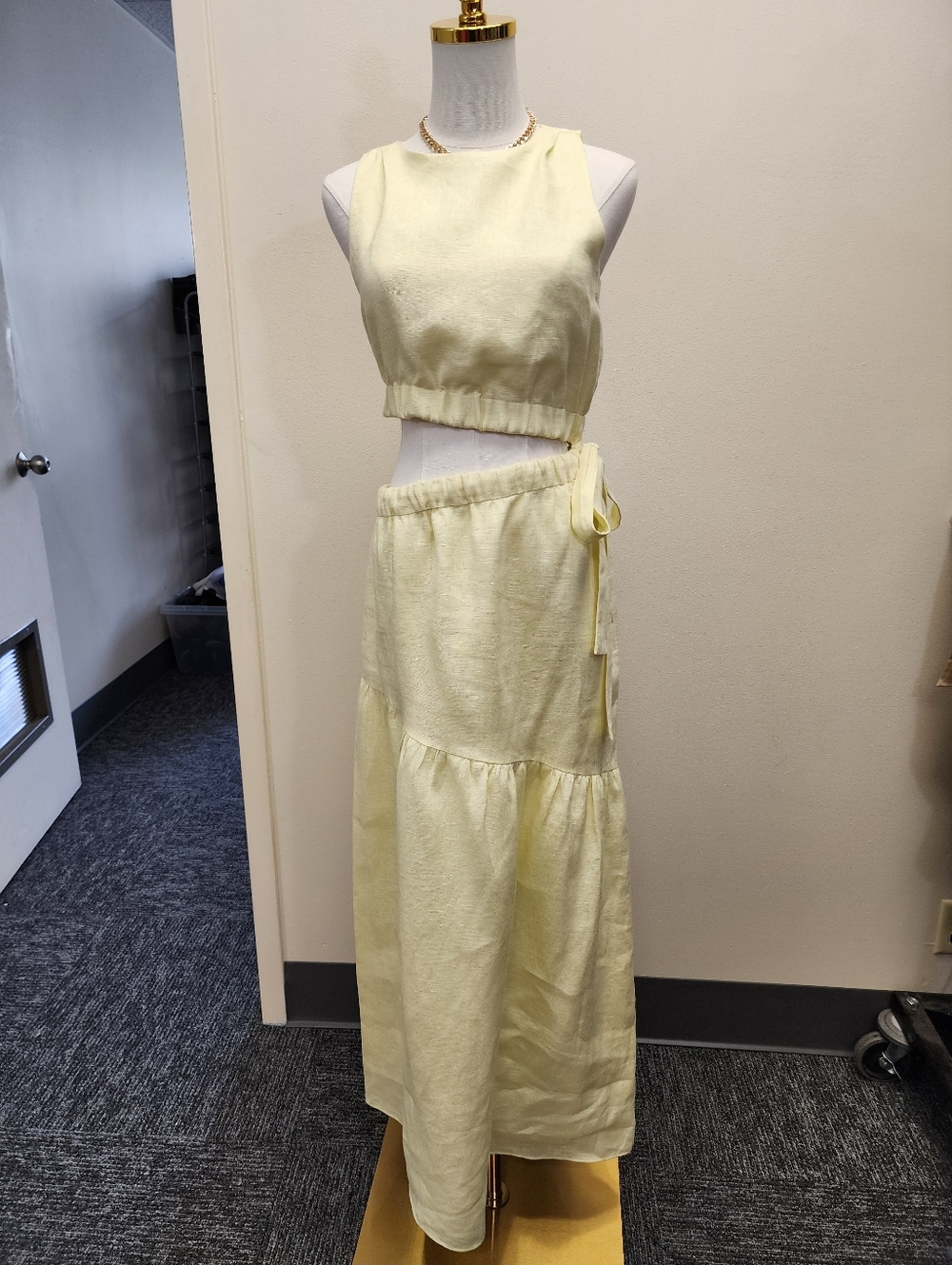 Sir The Label Yellow Linen Cutout Maxi Dress Set Size Small